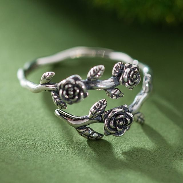 Rose Sterling Silver Open Ring SpreePicky