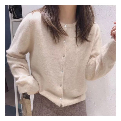 Crewneck Plain Cardigan SpreePicky