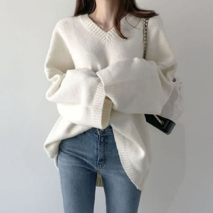 Oversized V-Neck Sweater SpreePicky