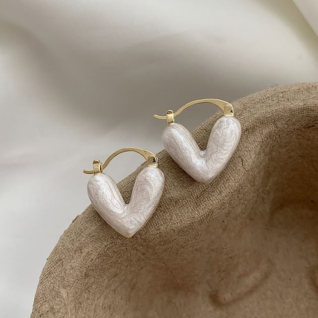 Heart Glaze Alloy Hoop Earring SpreePicky