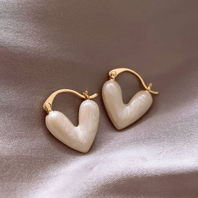 Heart Glaze Alloy Hoop Earring SpreePicky