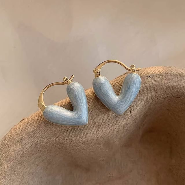 Heart Glaze Alloy Hoop Earring SpreePicky