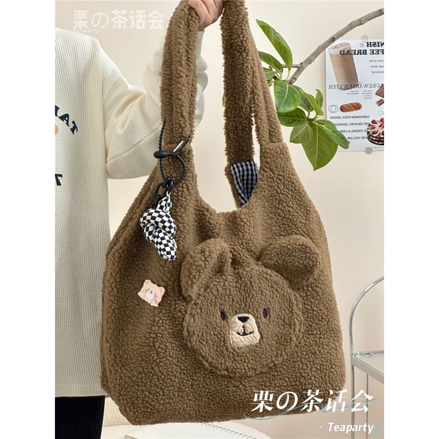 Faux Shearling Bear Tote Bag / Charm / Set SpreePicky