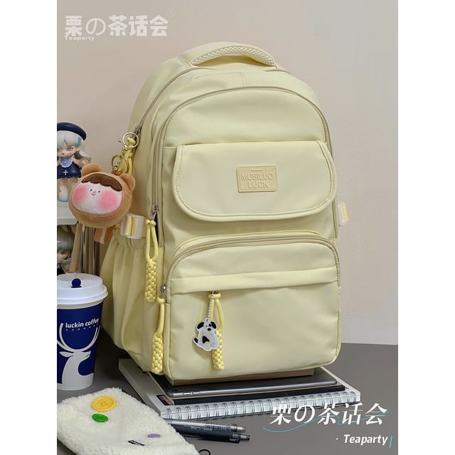 Lettering Logo Buckled Laptop Backpack / Charm / Set SpreePicky