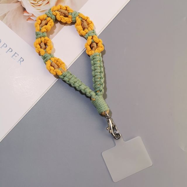 Floral Woven Phone Lanyard with Lanyard Pad SpreePicky