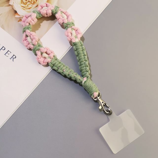 Floral Woven Phone Lanyard with Lanyard Pad SpreePicky