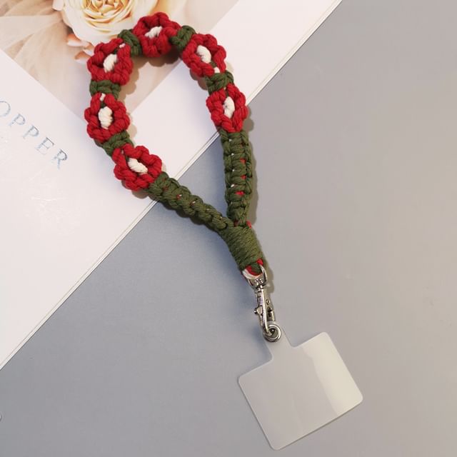 Floral Woven Phone Lanyard with Lanyard Pad SpreePicky