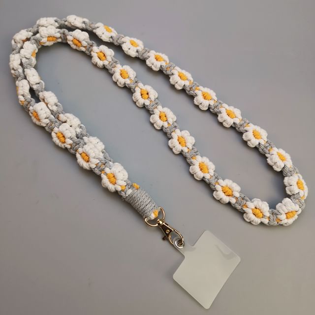 Floral Woven Phone Lanyard with Lanyard Pad SpreePicky