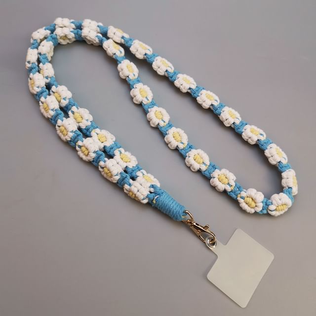 Floral Woven Phone Lanyard with Lanyard Pad SpreePicky