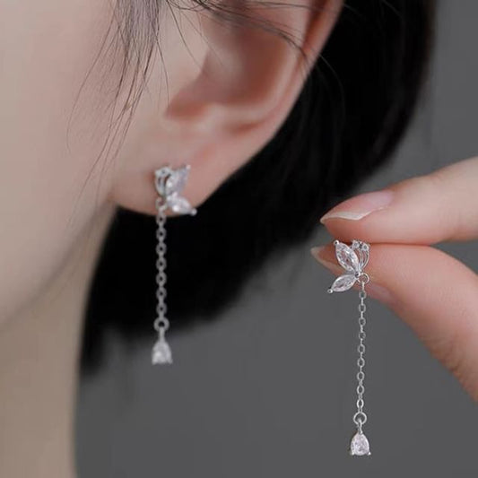 Rhinestone Floral Drop Earring SpreePicky