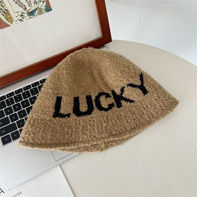 Lettering Knit Cloche Hat SpreePicky