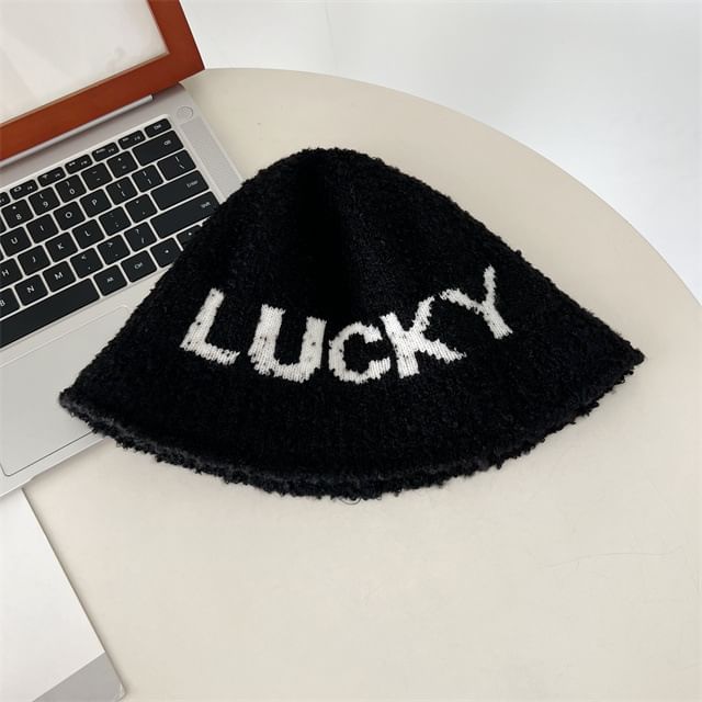 Lettering Knit Cloche Hat SpreePicky