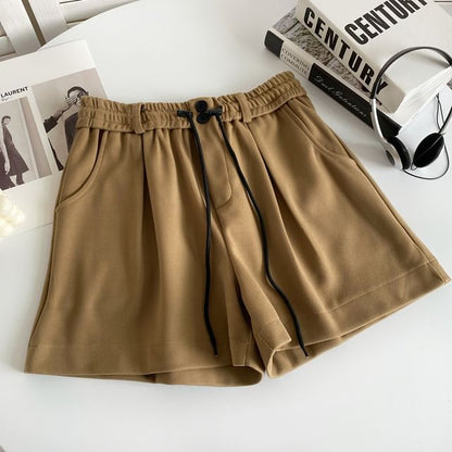 Drawstring Waist Plain Shorts mySite