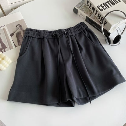 Drawstring Waist Plain Shorts mySite