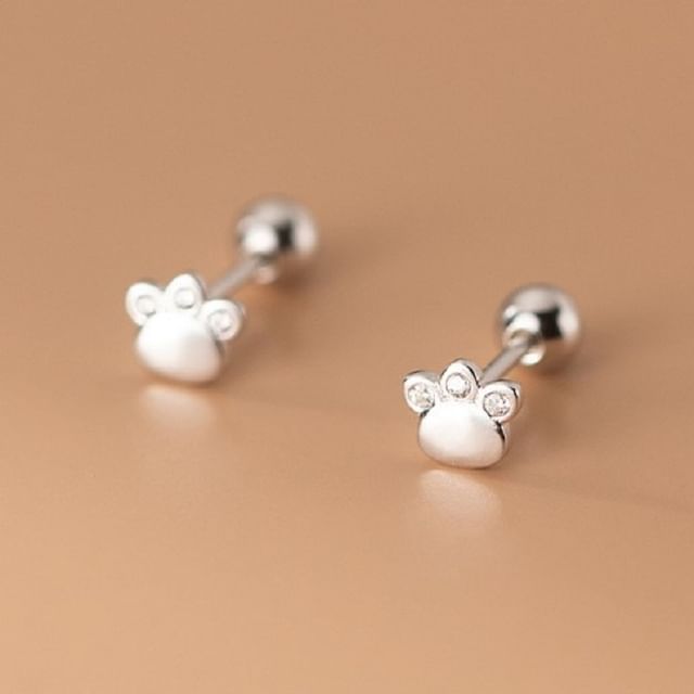 Rhinestone Paw Ear Stud mySite