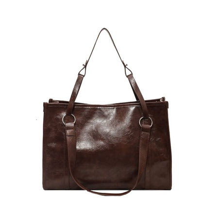 Faux Leather Hoop Accent Tote Bag SpreePicky