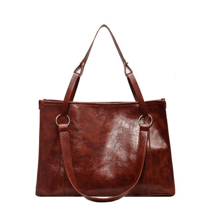 Faux Leather Hoop Accent Tote Bag SpreePicky