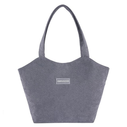 Corduroy Label Applique Tote Bag SpreePicky