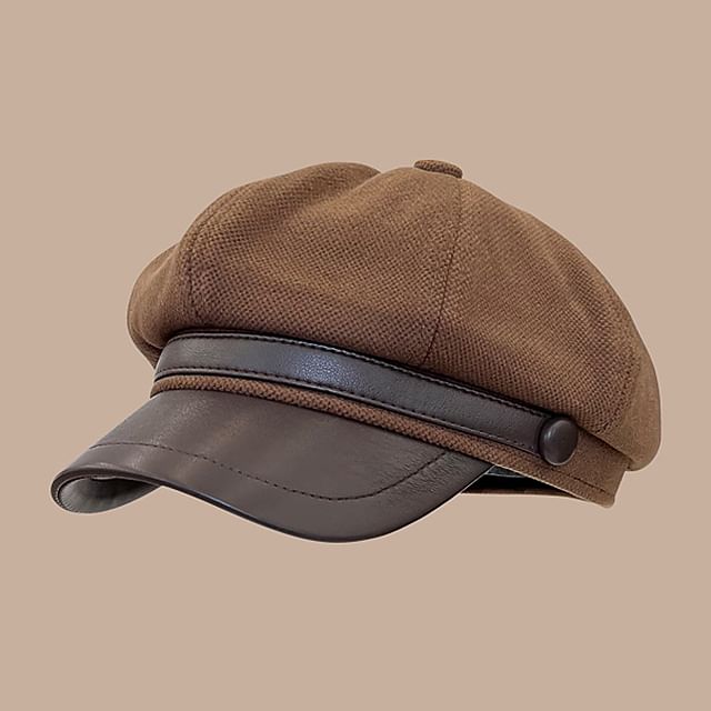 Faux Leather Newsboy Cap / Beret SpreePicky