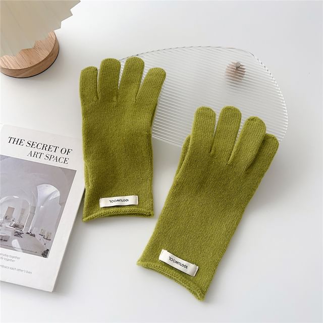 Lettering Applique Touchscreen Cutout Knit Gloves SpreePicky