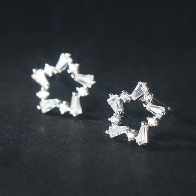 Star Rhinestone Sterling Silver Stud Earring mySite