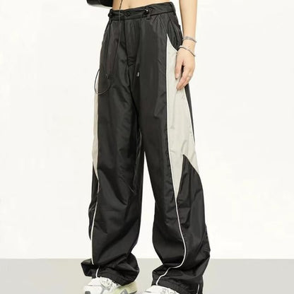 High Waist Color-Block Loose-Fit Wide-Leg Sweatpants SpreePicky