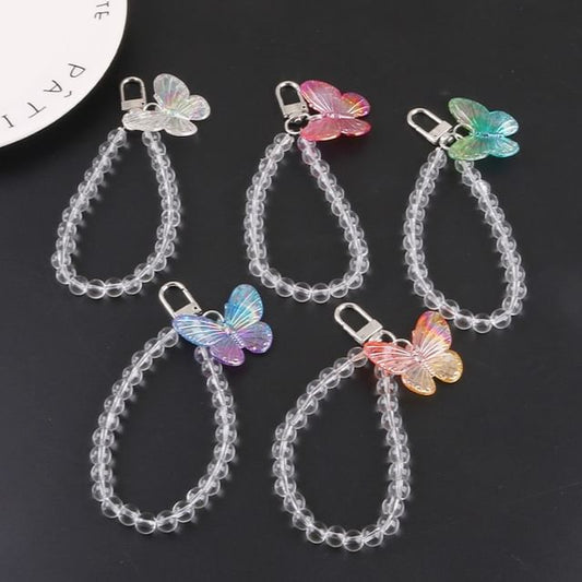 Butterfly Acrylic Bead Bag Charm Keyring SpreePicky