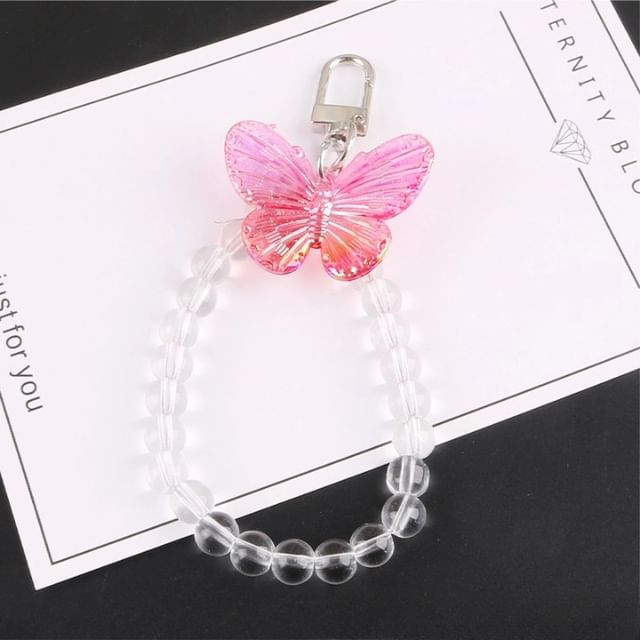 Butterfly Acrylic Bead Bag Charm Keyring SpreePicky