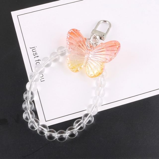 Butterfly Acrylic Bead Bag Charm Keyring SpreePicky