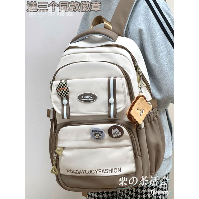 Lettering Print Flap Backpack / Crossbody Tote Bag SpreePicky