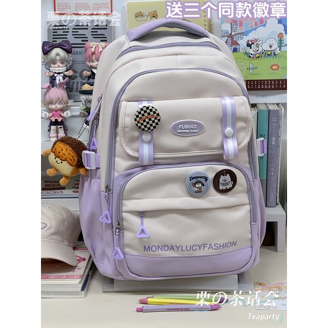 Lettering Print Flap Backpack / Crossbody Tote Bag SpreePicky