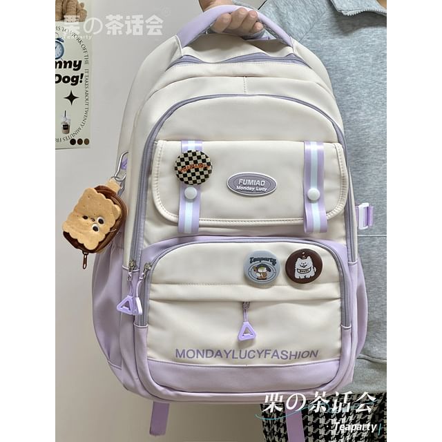 Lettering Print Flap Backpack / Crossbody Tote Bag SpreePicky