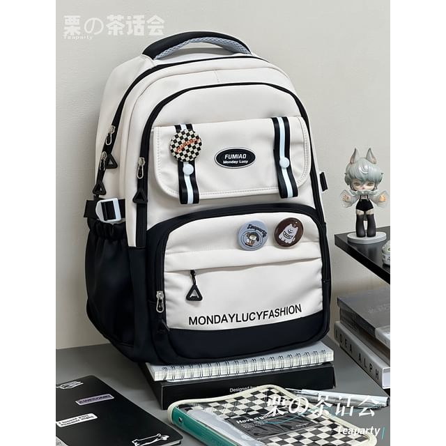 Lettering Print Flap Backpack / Crossbody Tote Bag SpreePicky