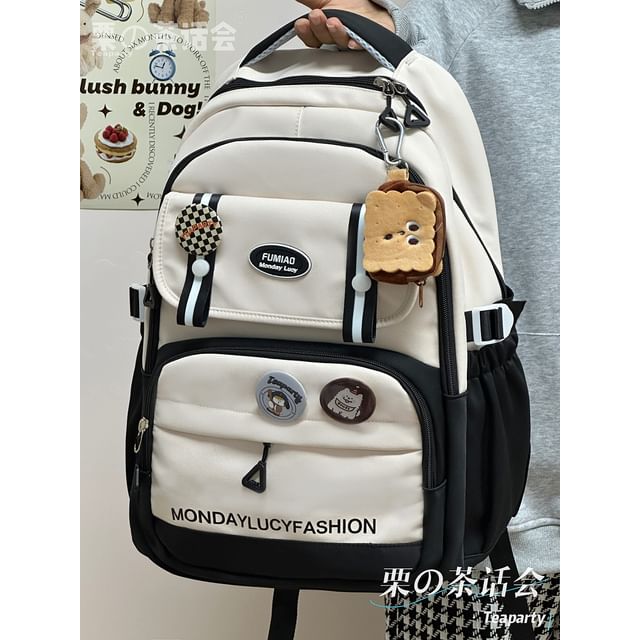 Lettering Print Flap Backpack / Crossbody Tote Bag SpreePicky