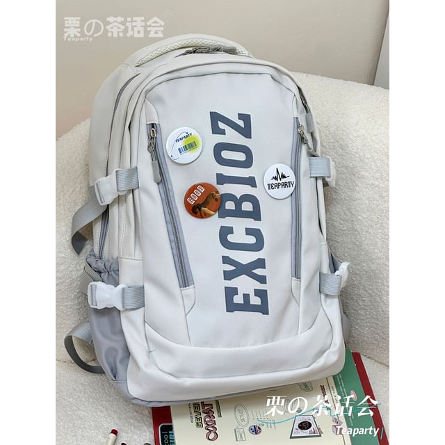 Lettering Print Buckle Backpack SpreePicky