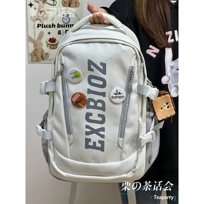 Lettering Print Buckle Backpack SpreePicky