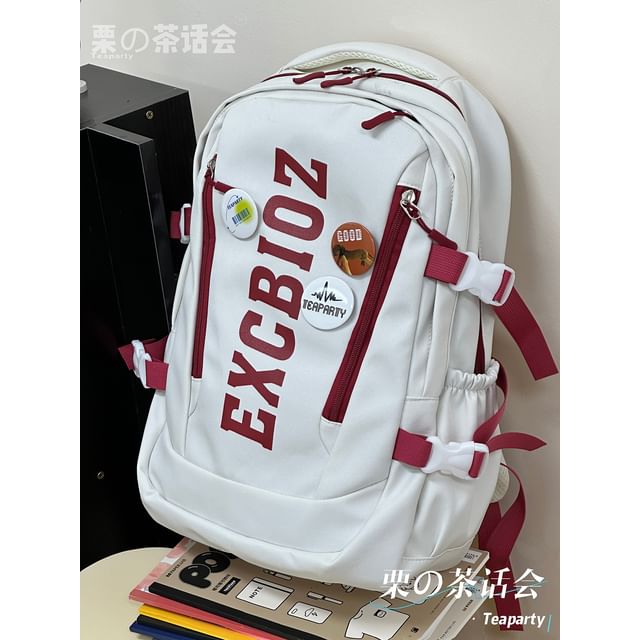 Lettering Print Buckle Backpack SpreePicky