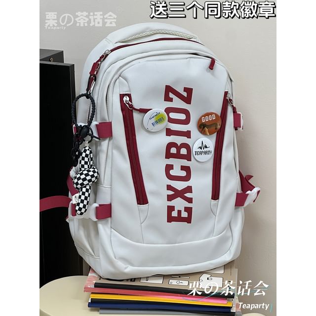 Lettering Print Buckle Backpack SpreePicky