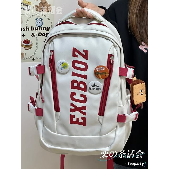 Lettering Print Buckle Backpack SpreePicky