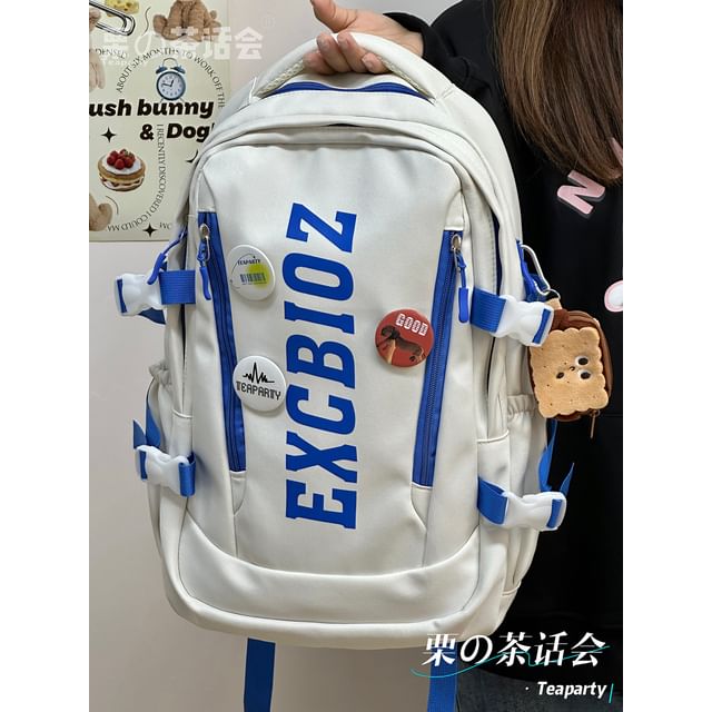 Lettering Print Buckle Backpack SpreePicky