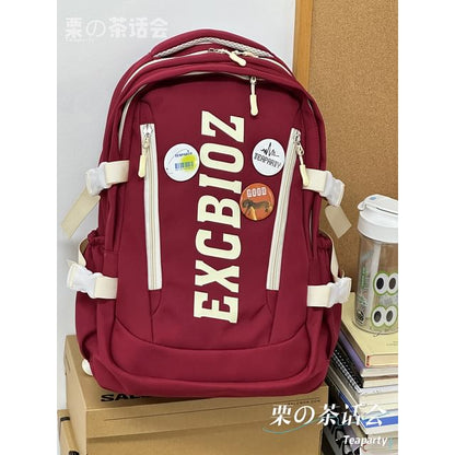 Lettering Print Buckle Backpack SpreePicky