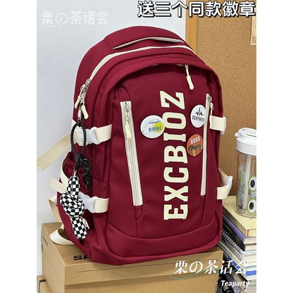 Lettering Print Buckle Backpack SpreePicky