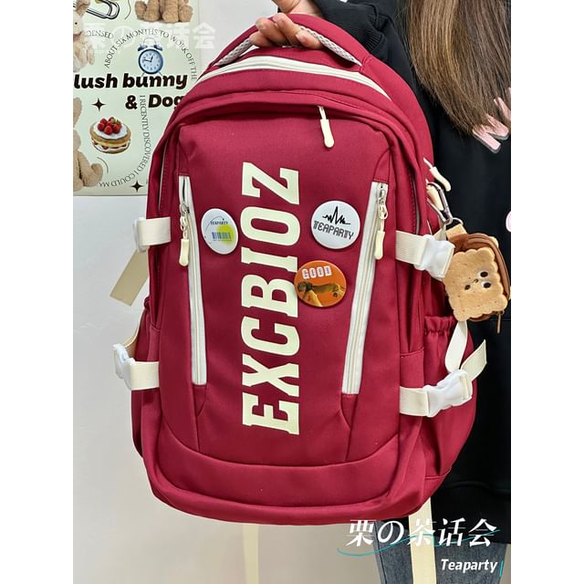 Lettering Print Buckle Backpack SpreePicky