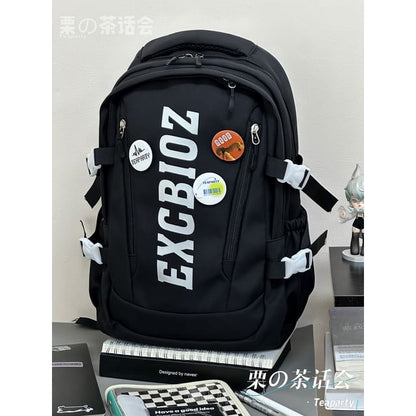 Lettering Print Buckle Backpack SpreePicky