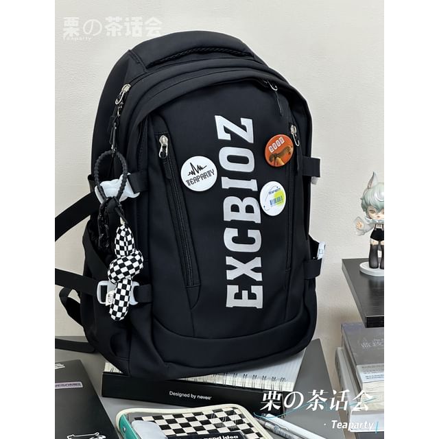 Lettering Print Buckle Backpack SpreePicky