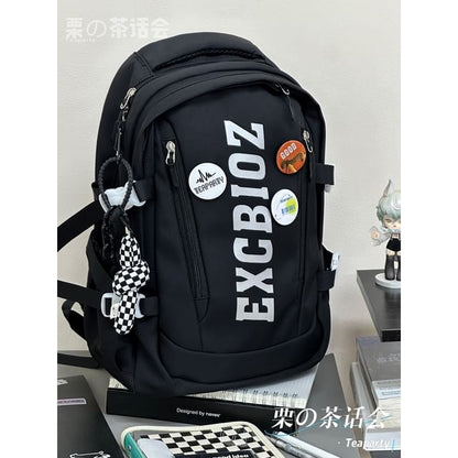 Lettering Print Buckle Backpack SpreePicky