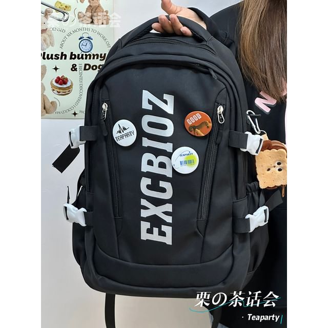 Lettering Print Buckle Backpack SpreePicky