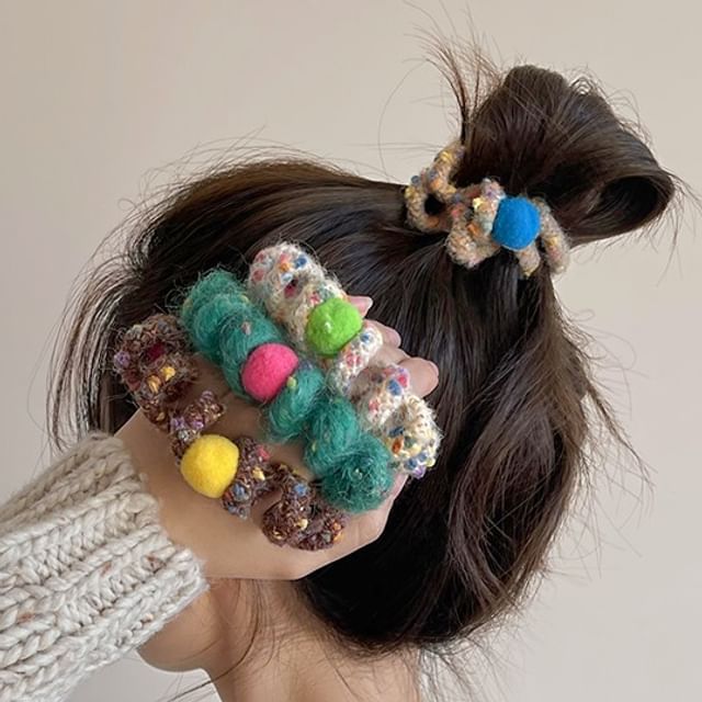 Pom Pom Yarn Coil Hair Tie SpreePicky