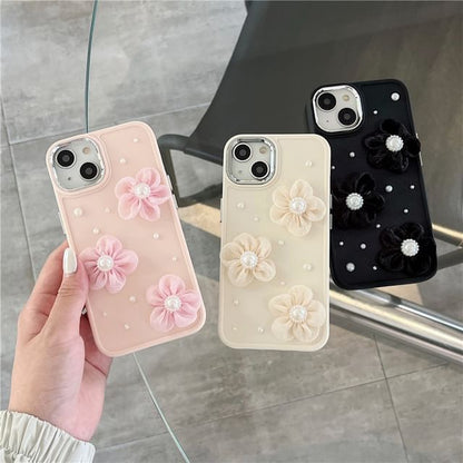 Floral Lace Faux Pearl Phone Case - iPhone 15 Pro Max / 15 Pro / 15 Plus / 15 / 14 Pro Max / 14 Pro / 14 Plus / 14 / 13 Pro Max / 13 Pro / 13 / 13 mini / 12 Pro Max / 12 Pro / 12 / 12 mini / 11 Pro Max / 11 Pro / 11 / SE / XS Max / XS / XR / X SpreePicky