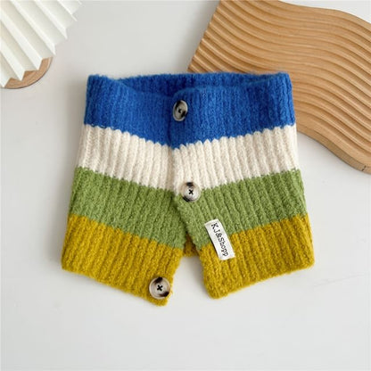 Color Block Buttoned Knit Scarf SpreePicky